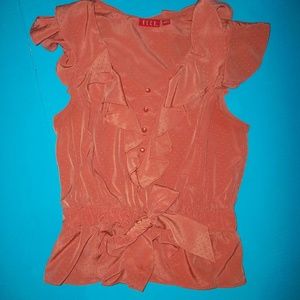 LRG ELLE PEACH FLOWY TIE WAIST BLOUSE